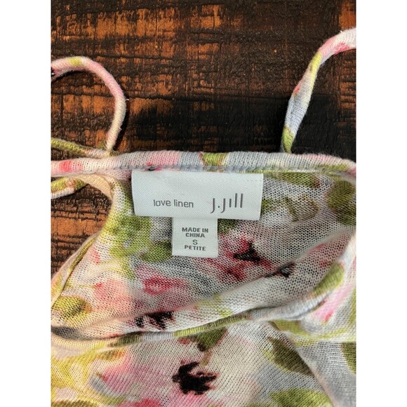 J Jill Love Linen Tunic Womens Small Petite Pink Green Floral Print Pullover Top - Picture 3 of 6